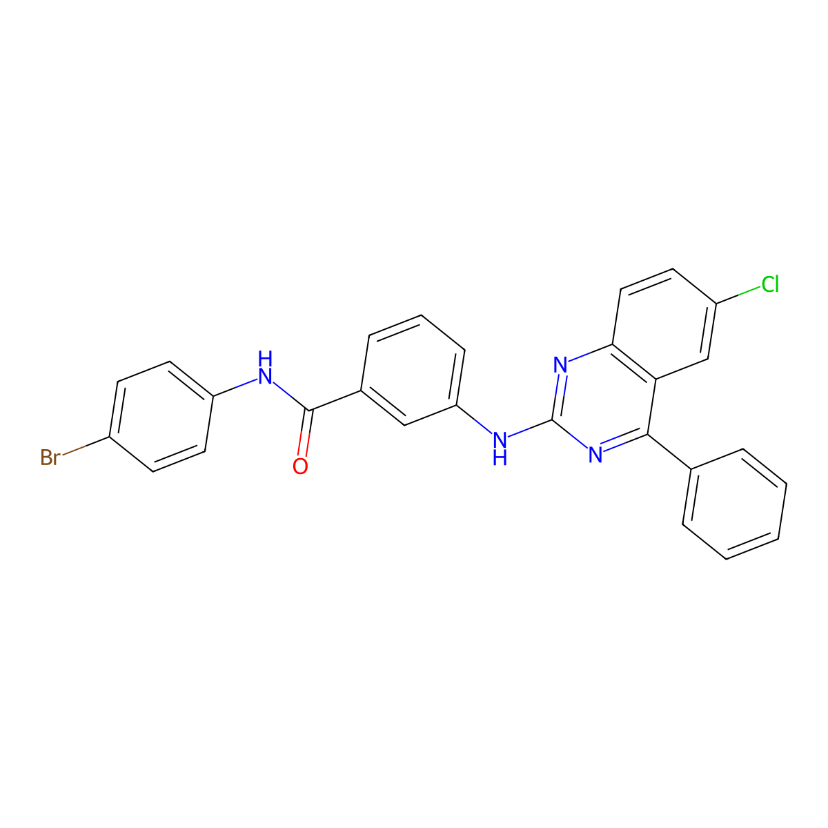 N-(4-bromophenyl)-3-[(6-chloro-4-phenylquinazolin-2-yl)amino]benzamide molecular structure, CAS 392289-62-2
