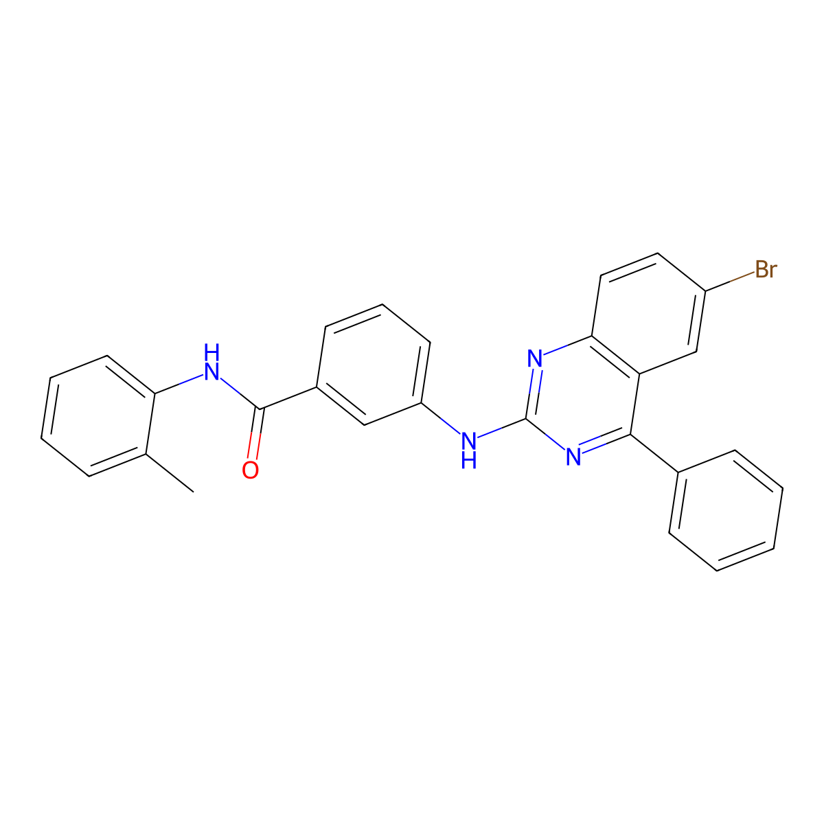 3-[(6-bromo-4-phenylquinazolin-2-yl)amino]-N-(2-methylphenyl)benzamide molecular structure, CAS 392289-64-4