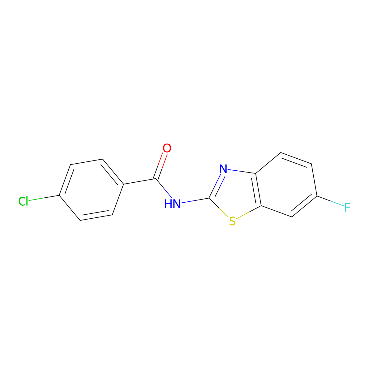 4-chloro-N-(6-fluoro-1,3-benzothiazol-2-yl)benzamide molecular structure, CAS 392289-83-7