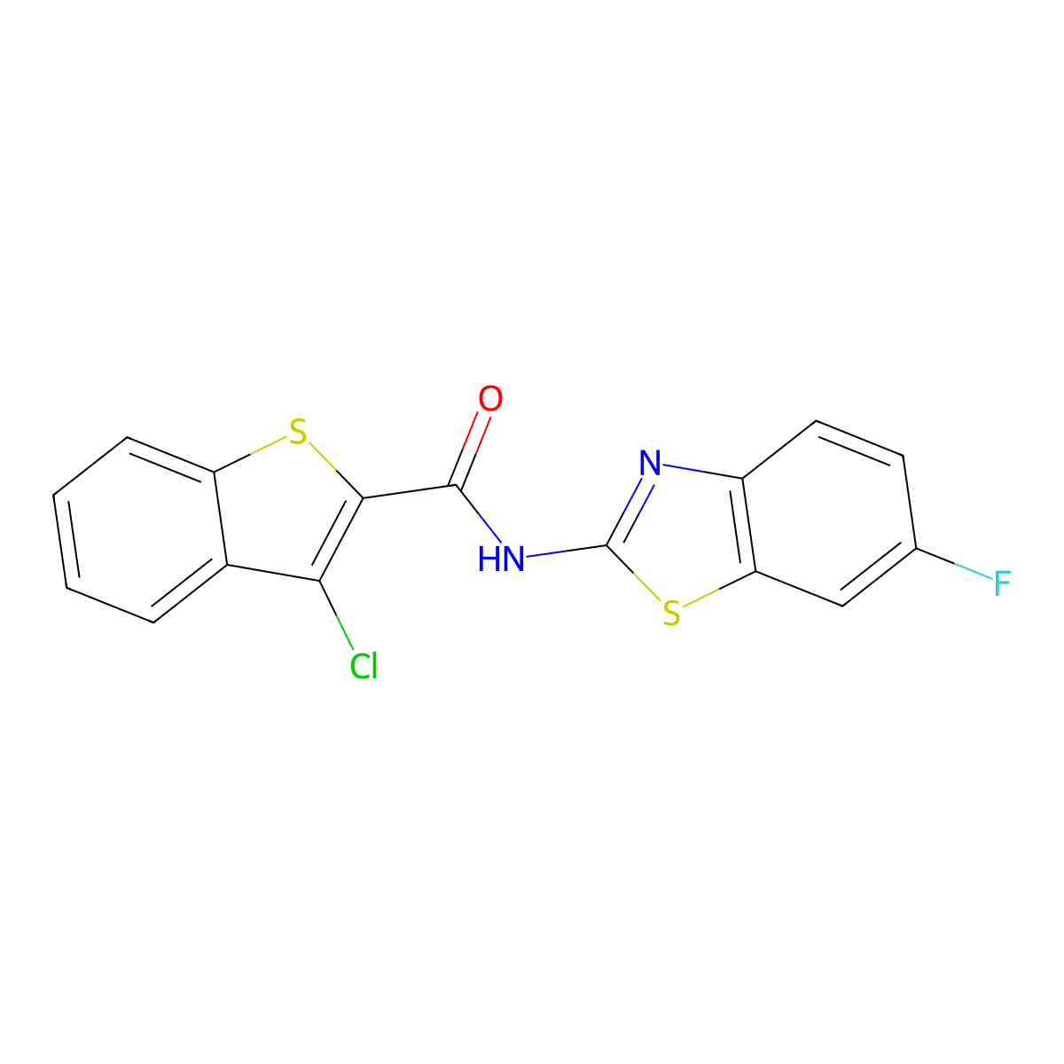 3-chloro-N-(6-fluoro-1,3-benzothiazol-2-yl)-1-benzothiophene-2-carboxamide molecular structure, CAS 392289-87-1