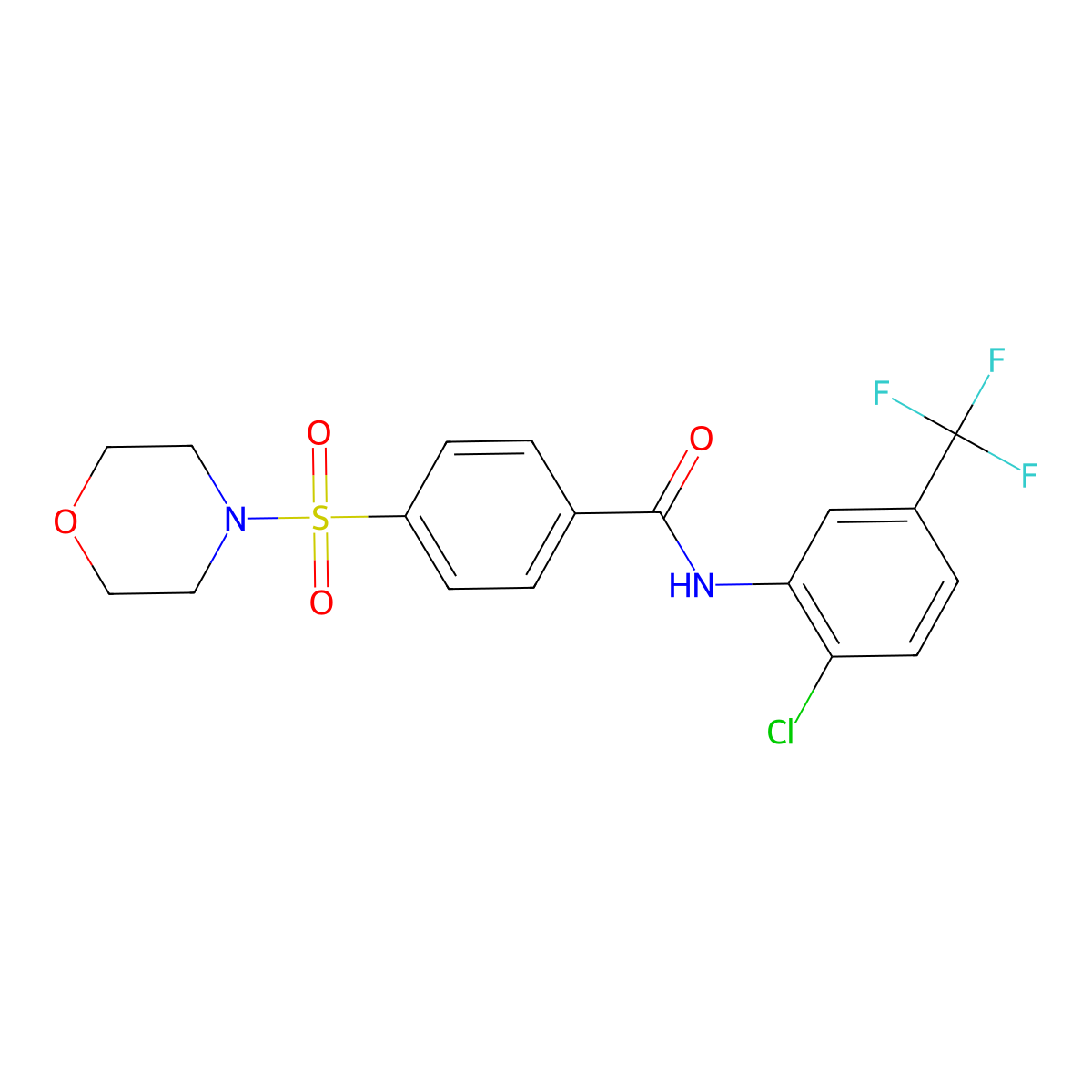 N-(2-chloro-5-(trifluoromethyl)phenyl)-4-(morpholinosulfonyl)benzamide molecular structure, CAS 392289-89-3