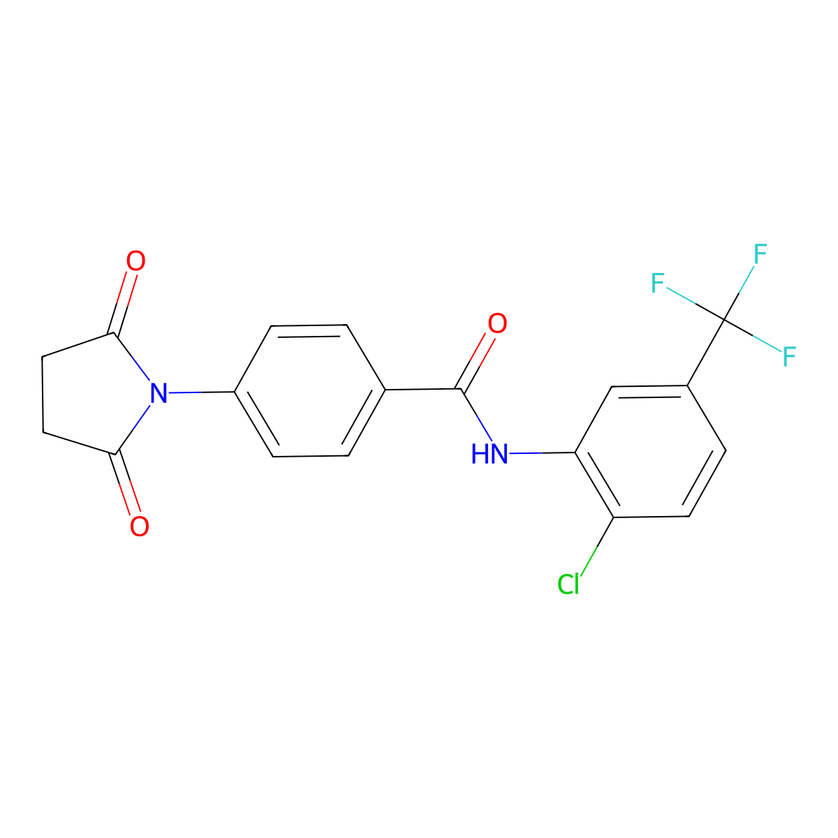 N-[2-chloro-5-(trifluoromethyl)phenyl]-4-(2,5-dioxopyrrolidin-1-yl)benzamide molecular structure, CAS 392289-90-6