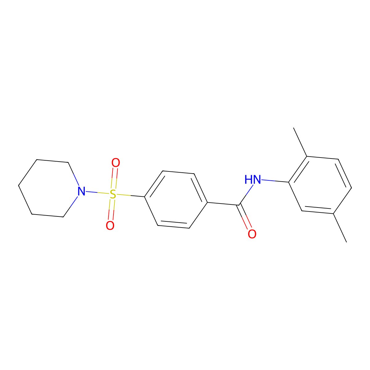 N-(2,5-dimethylphenyl)-4-(piperidin-1-ylsulfonyl)benzamide molecular structure, CAS 392289-91-7