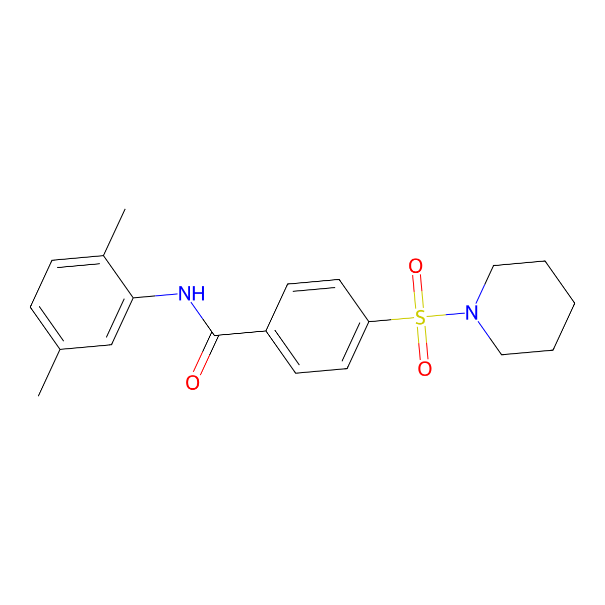 N-(2,5-dimethylphenyl)-4-(piperidin-1-ylsulfonyl)benzamide molecular structure, CAS 392289-91-7