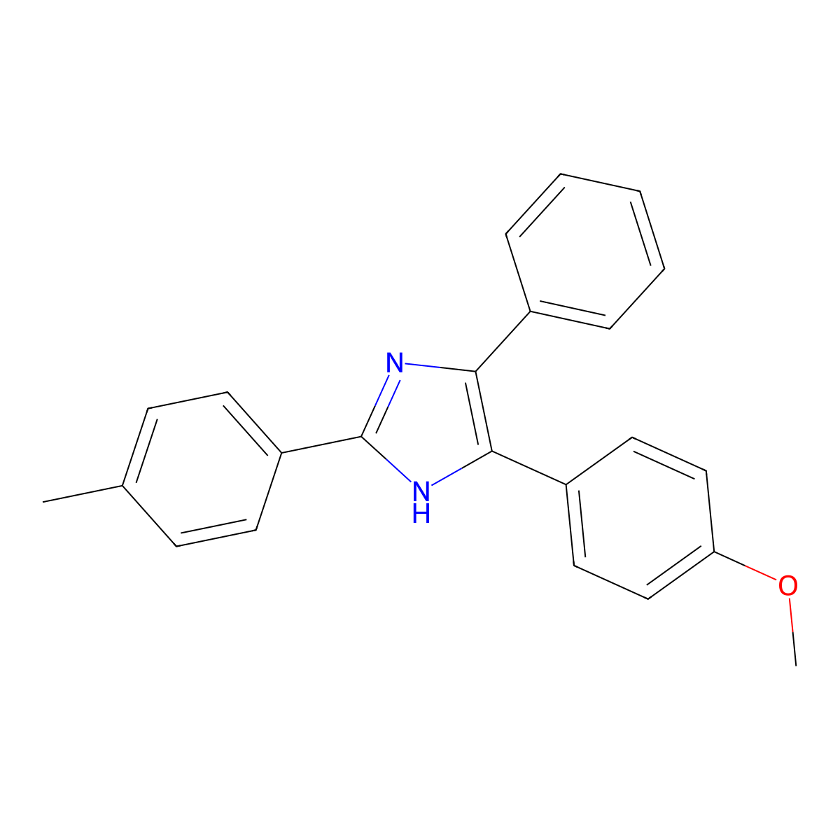 5-(4-methoxyphenyl)-2-(4-methylphenyl)-4-phenyl-1H-imidazole molecular structure, CAS 39229-02-2