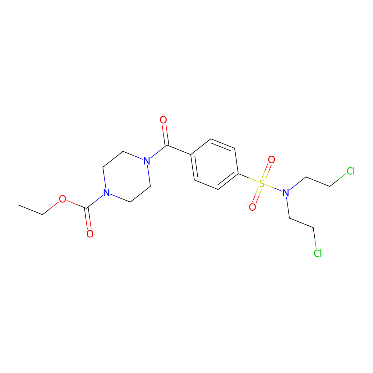 Ethyl 4-[4-[bis(2-chloroethyl)sulfamoyl]benzoyl]piperazine-1-carboxylate molecular structure, CAS 392290-06-1