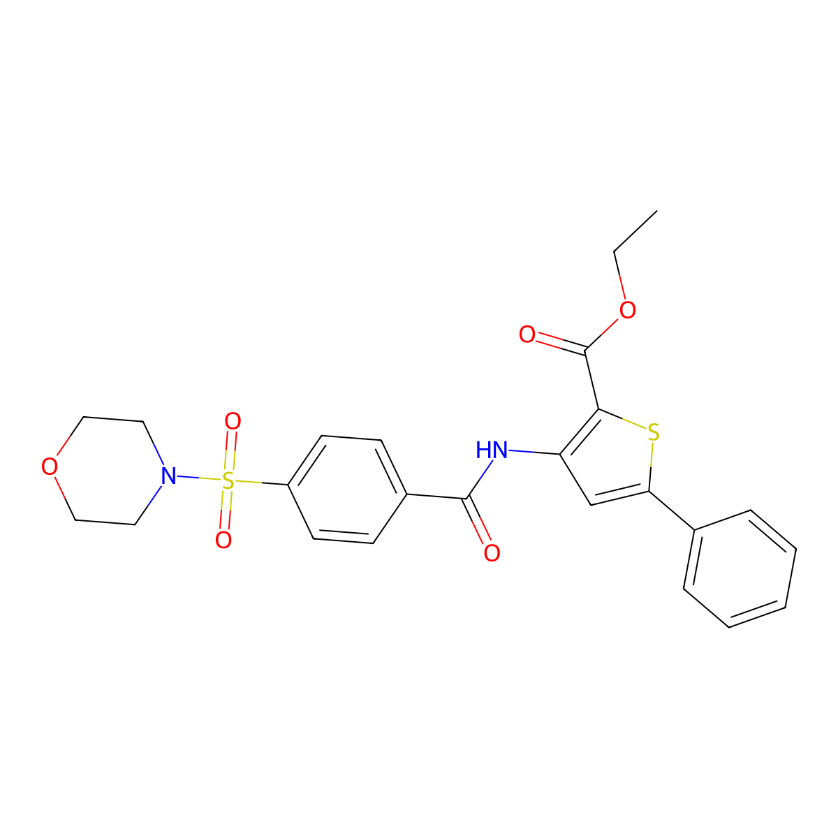 Ethyl 3-(4-(morpholinosulfonyl)benzamido)-5-phenylthiophene-2-carboxylate molecular structure, CAS 392290-13-0