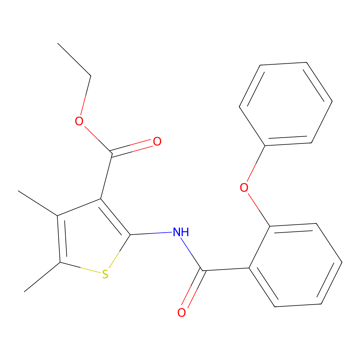 Ethyl 4,5-dimethyl-2-(2-phenoxybenzamido)thiophene-3-carboxylate molecular structure, CAS 392290-24-3
