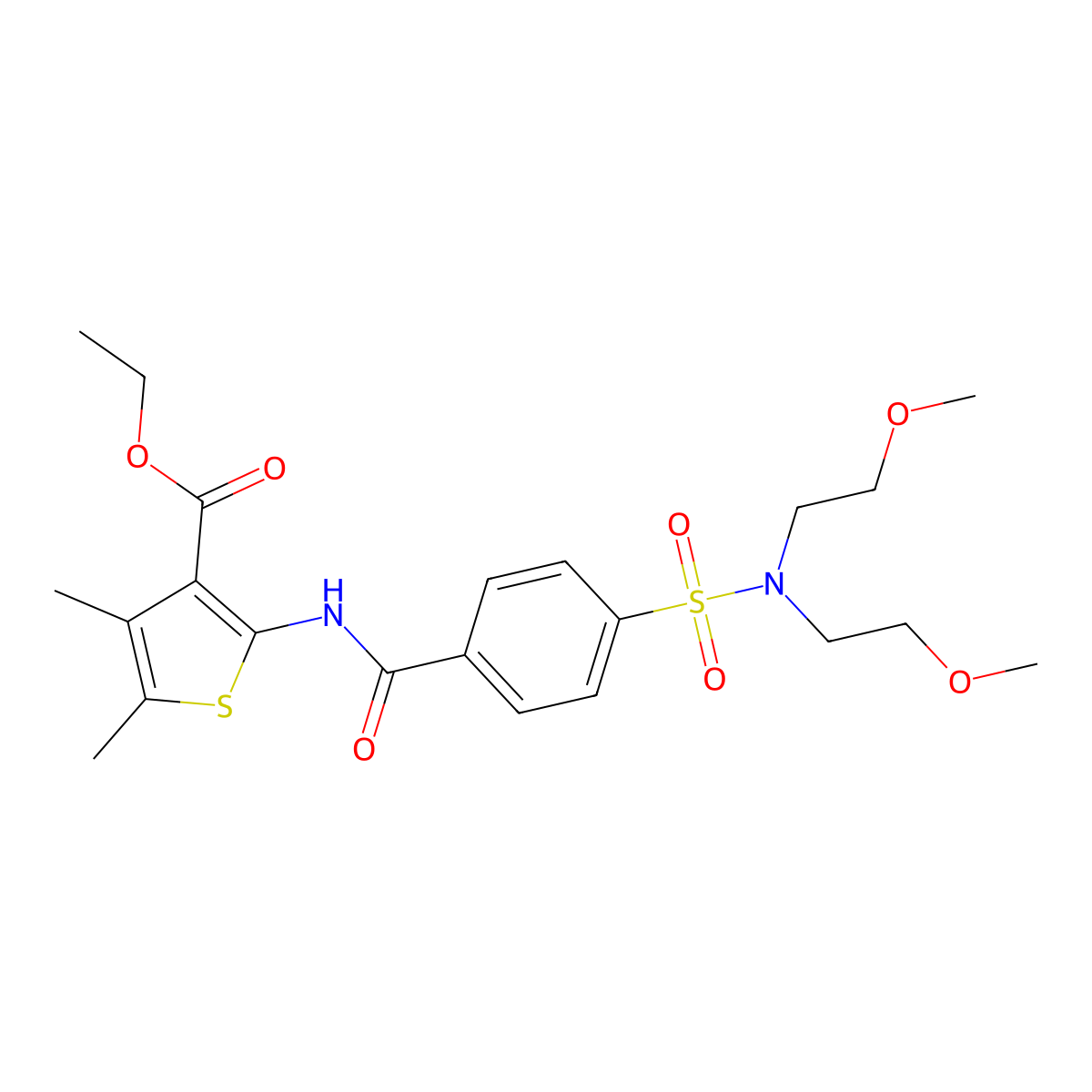 Ethyl 2-[[4-[bis(2-methoxyethyl)sulfamoyl]benzoyl]amino]-4,5-dimethylthiophene-3-carboxylate molecular structure, CAS 392290-26-5