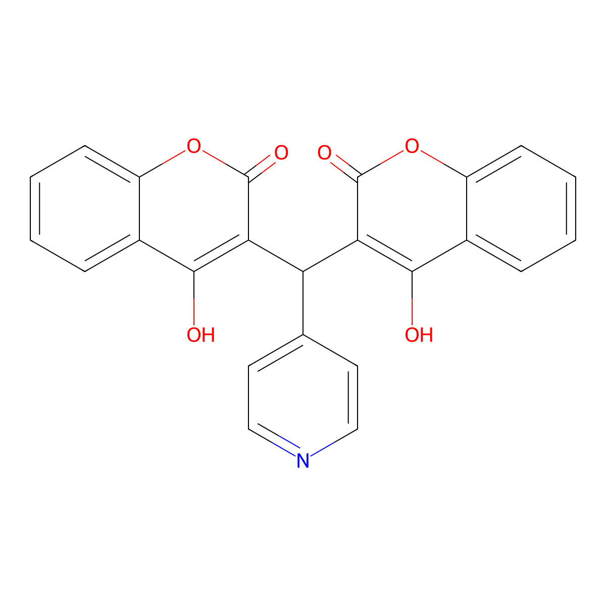 4-hydroxy-3-[(4-hydroxy-2-oxo-2H-chromen-3-yl)(pyridin-4-yl)methyl]-2H-chromen-2-one molecular structure, CAS 392290-55-0