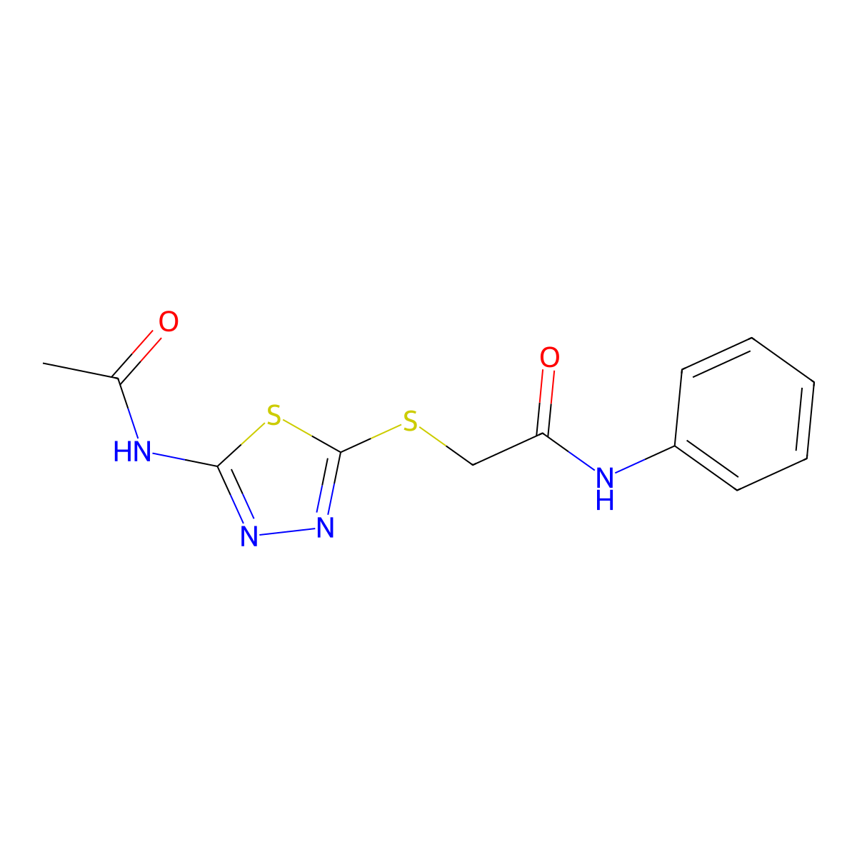2-[(5-acetamido-1,3,4-thiadiazol-2-yl)sulfanyl]-N-phenylacetamide molecular structure, CAS 392290-60-7