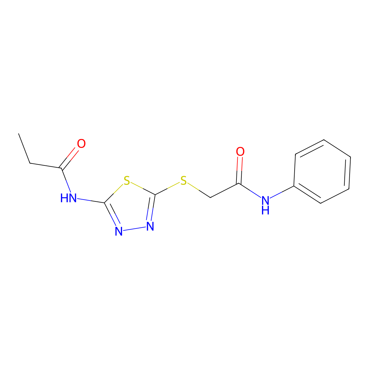 N-(5-((2-oxo-2-(phenylamino)ethyl)thio)-1,3,4-thiadiazol-2-yl)propionamide molecular structure, CAS 392290-61-8