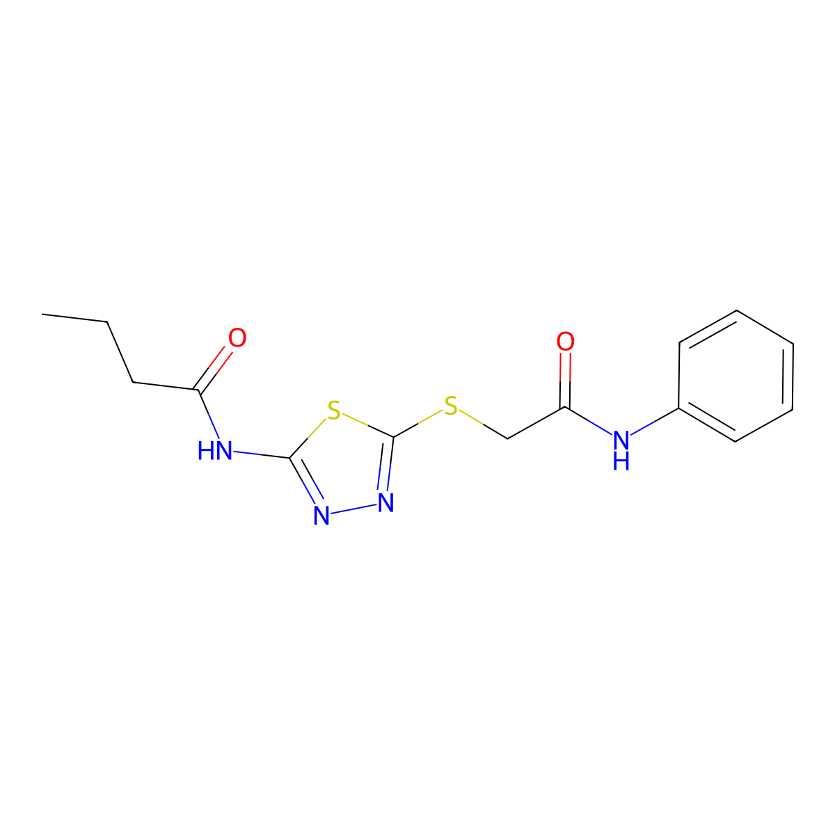 N-(5-((2-oxo-2-(phenylamino)ethyl)thio)-1,3,4-thiadiazol-2-yl)butyramide molecular structure, CAS 392290-64-1