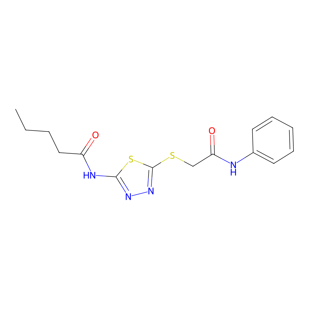 N-(5-((2-oxo-2-(phenylamino)ethyl)thio)-1,3,4-thiadiazol-2-yl)pentanamide molecular structure, CAS 392290-66-3