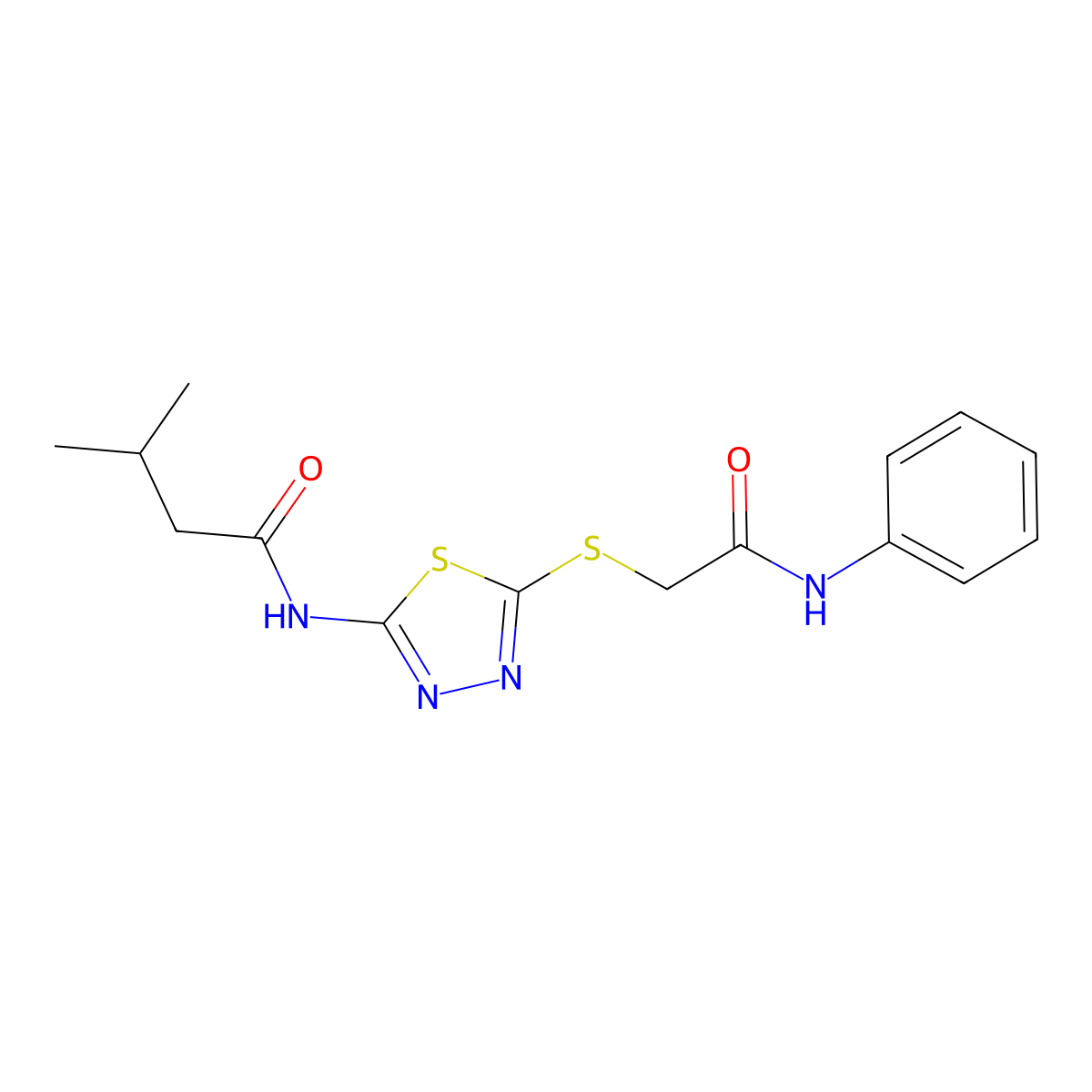 3-methyl-N-(5-((2-oxo-2-(phenylamino)ethyl)thio)-1,3,4-thiadiazol-2-yl)butanamide molecular structure, CAS 392290-67-4