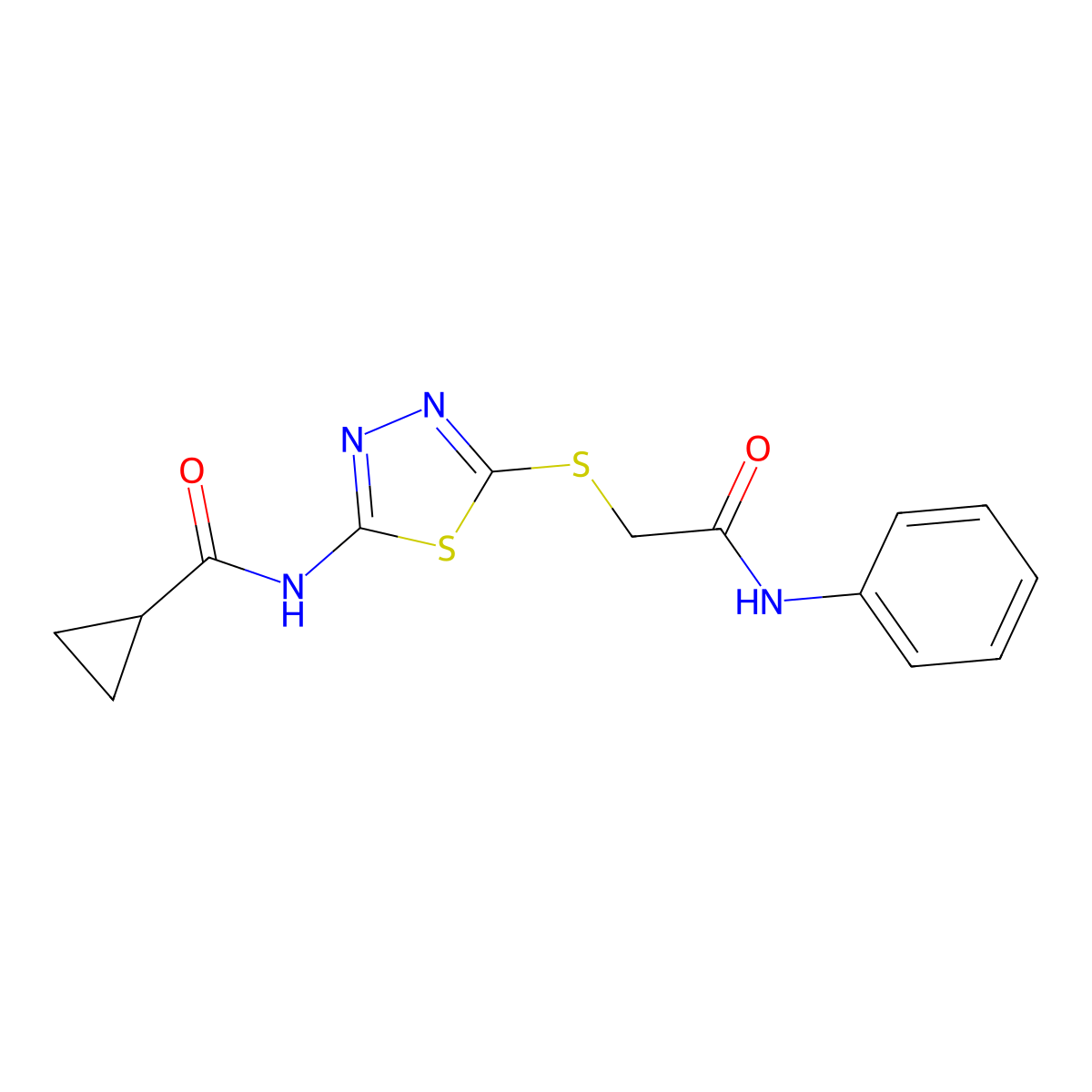 N-(5-((2-oxo-2-(phenylamino)ethyl)thio)-1,3,4-thiadiazol-2-yl)cyclopropanecarboxamide molecular structure, CAS 392290-74-3