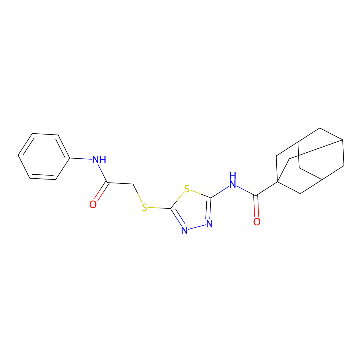 N-[5-(2-anilino-2-oxoethyl)sulfanyl-1,3,4-thiadiazol-2-yl]adamantane-1-carboxamide molecular structure, CAS 392290-75-4