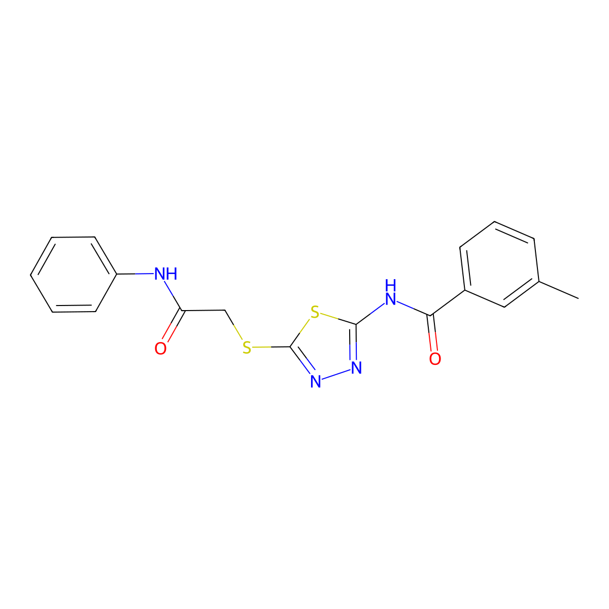 3-methyl-N-(5-((2-oxo-2-(phenylamino)ethyl)thio)-1,3,4-thiadiazol-2-yl)benzamide molecular structure, CAS 392290-80-1
