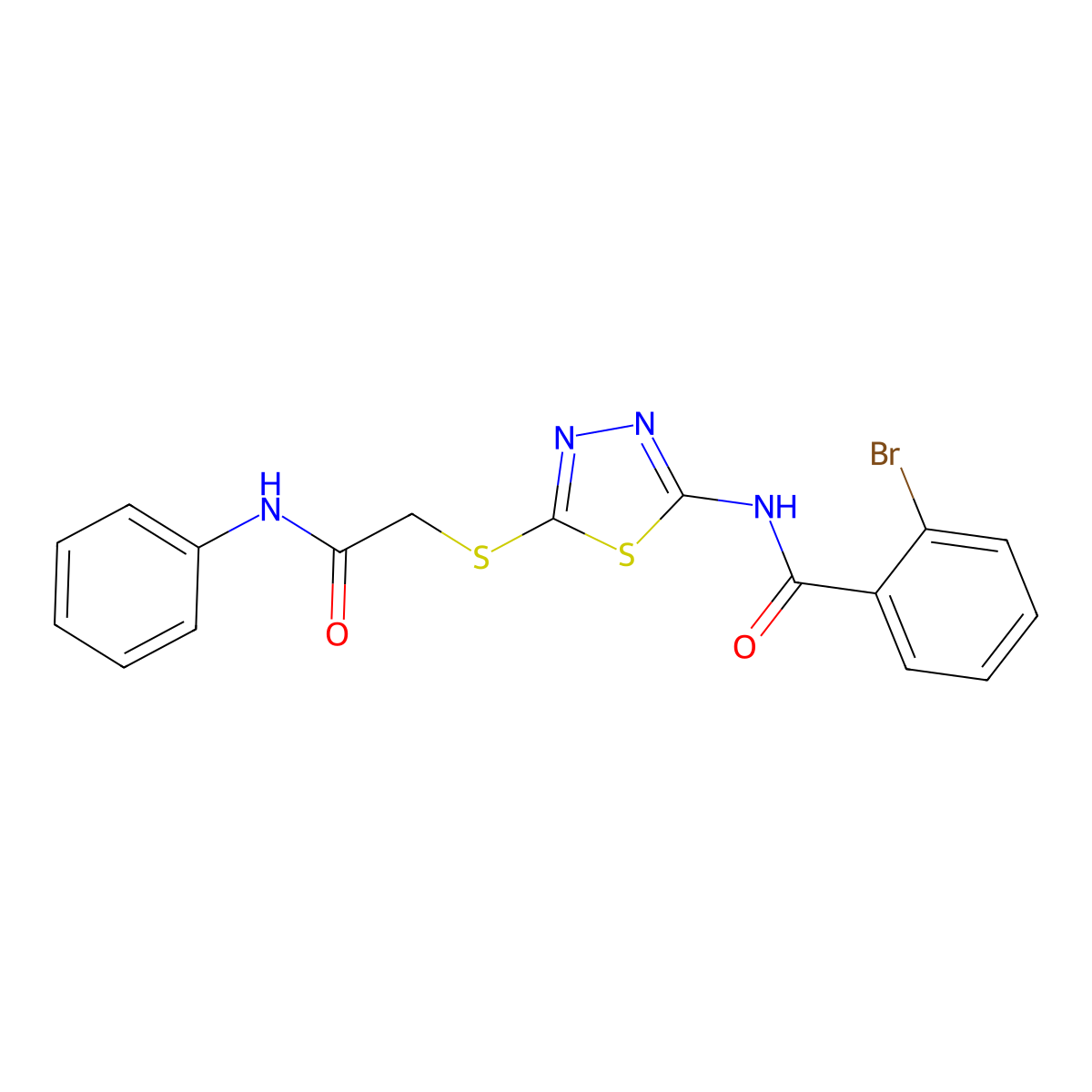 2-bromo-N-(5-((2-oxo-2-(phenylamino)ethyl)thio)-1,3,4-thiadiazol-2-yl)benzamide molecular structure, CAS 392290-85-6