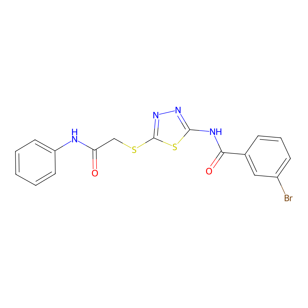 3-bromo-N-(5-((2-oxo-2-(phenylamino)ethyl)thio)-1,3,4-thiadiazol-2-yl)benzamide molecular structure, CAS 392290-86-7