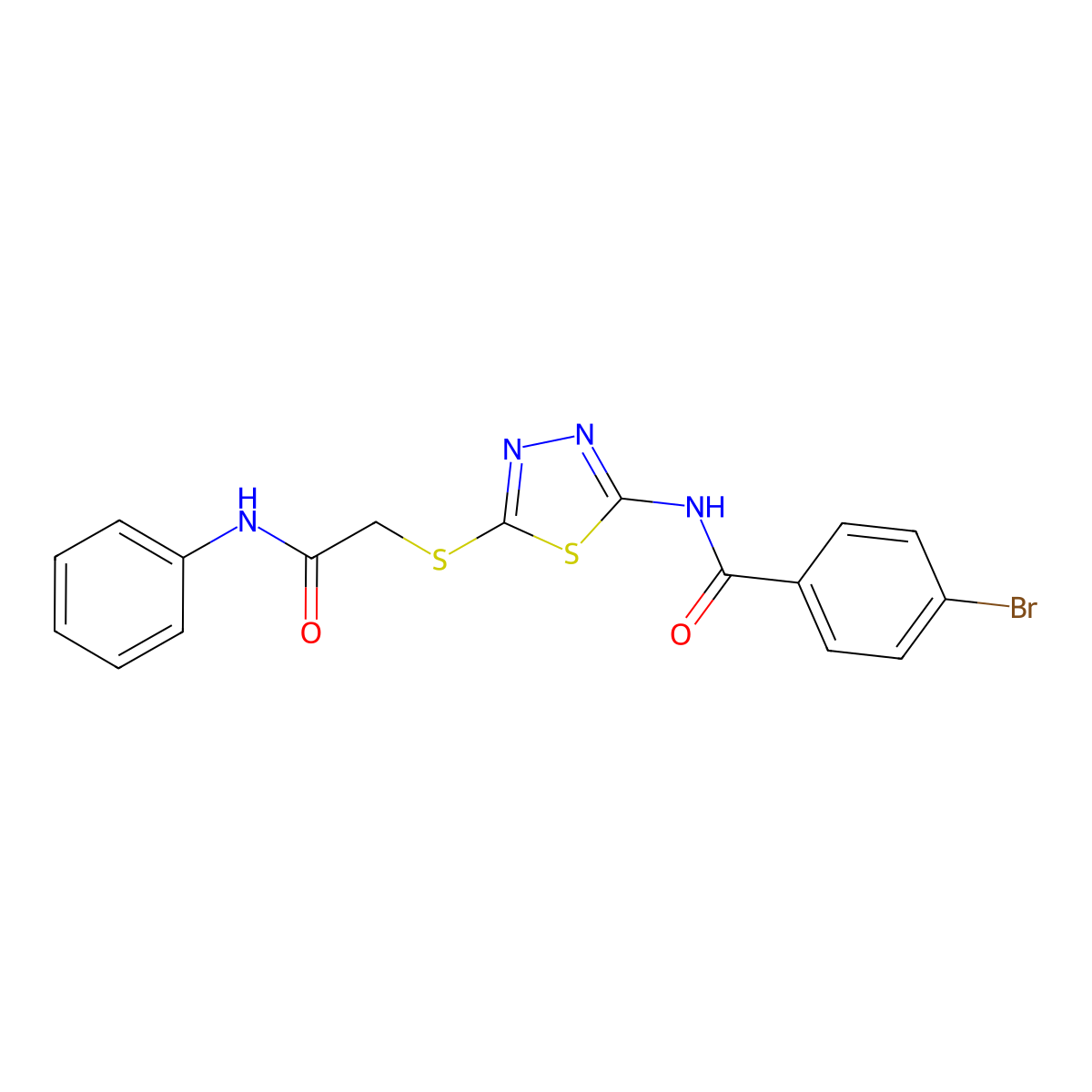 4-bromo-N-(5-((2-oxo-2-(phenylamino)ethyl)thio)-1,3,4-thiadiazol-2-yl)benzamide molecular structure, CAS 392290-87-8