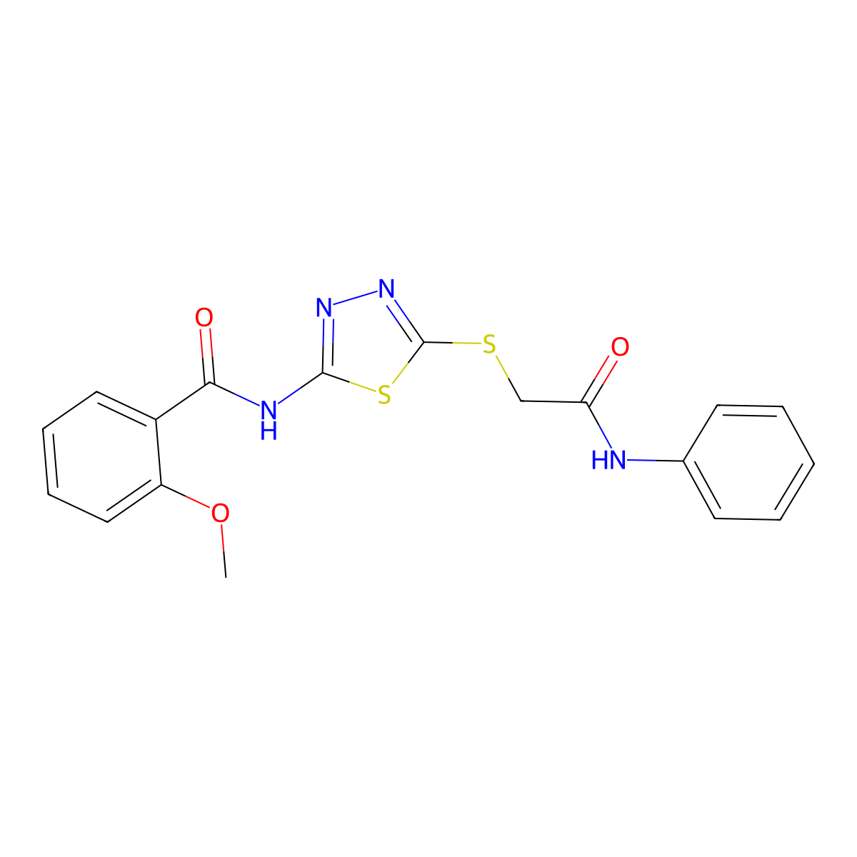 2-methoxy-N-(5-((2-oxo-2-(phenylamino)ethyl)thio)-1,3,4-thiadiazol-2-yl)benzamide molecular structure, CAS 392290-88-9