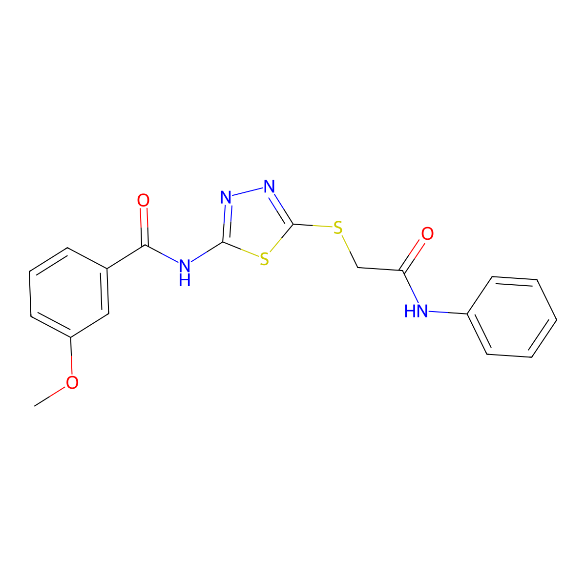 3-methoxy-N-(5-((2-oxo-2-(phenylamino)ethyl)thio)-1,3,4-thiadiazol-2-yl)benzamide molecular structure, CAS 392290-89-0