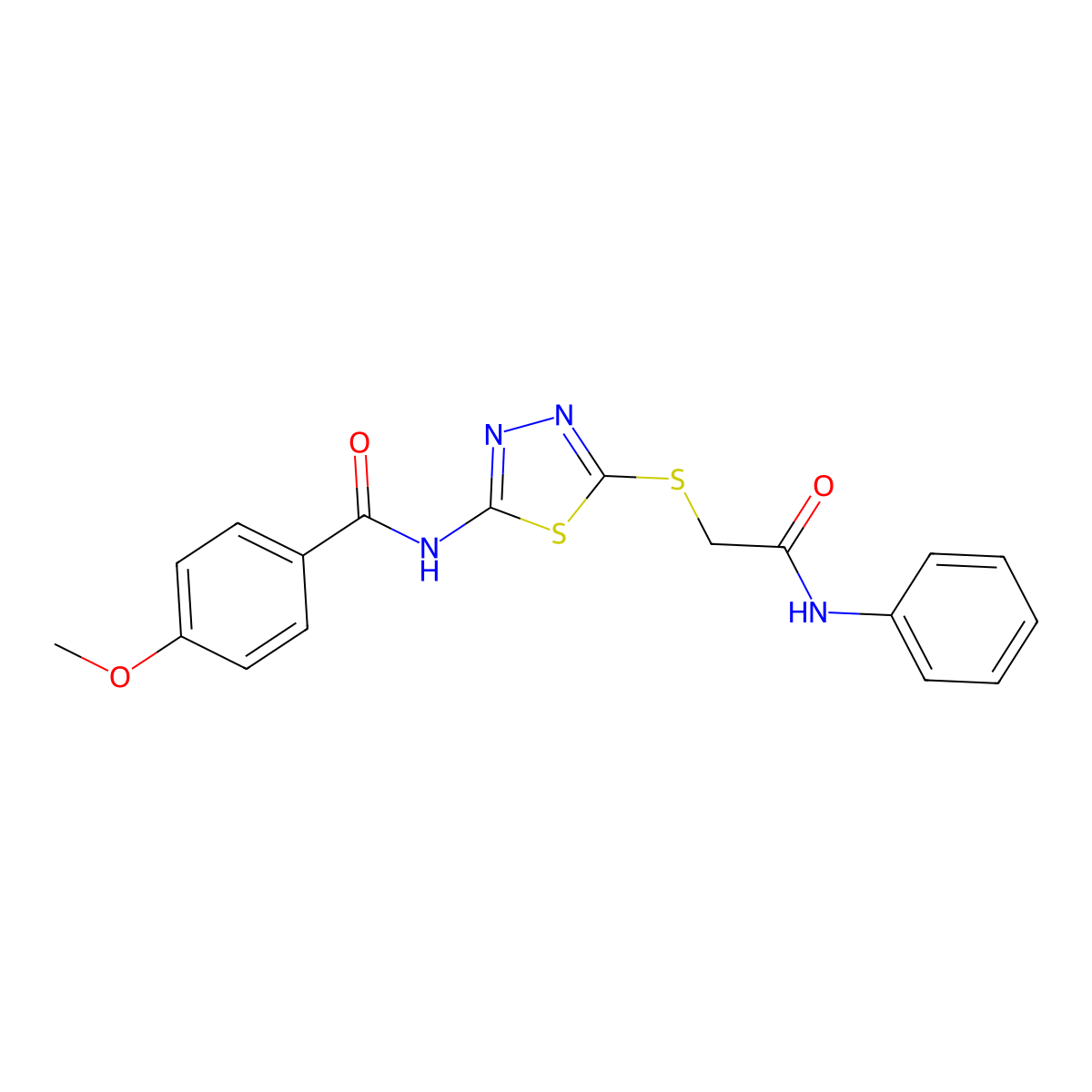 4-methoxy-N-(5-((2-oxo-2-(phenylamino)ethyl)thio)-1,3,4-thiadiazol-2-yl)benzamide molecular structure, CAS 392290-90-3