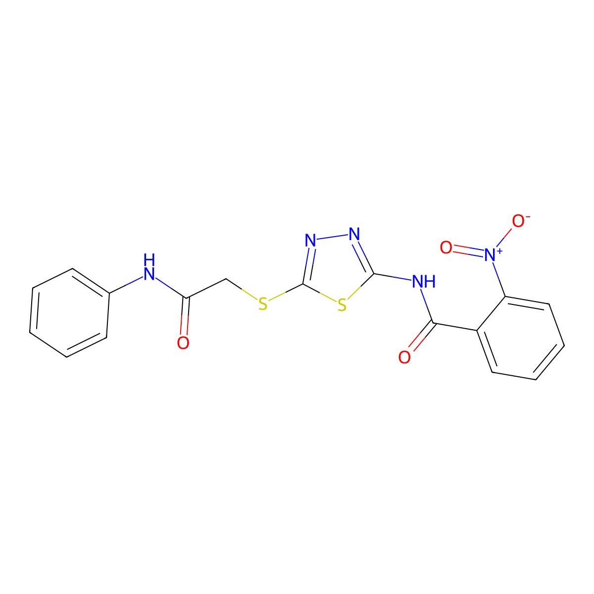 2-nitro-N-(5-((2-oxo-2-(phenylamino)ethyl)thio)-1,3,4-thiadiazol-2-yl)benzamide molecular structure, CAS 392290-91-4