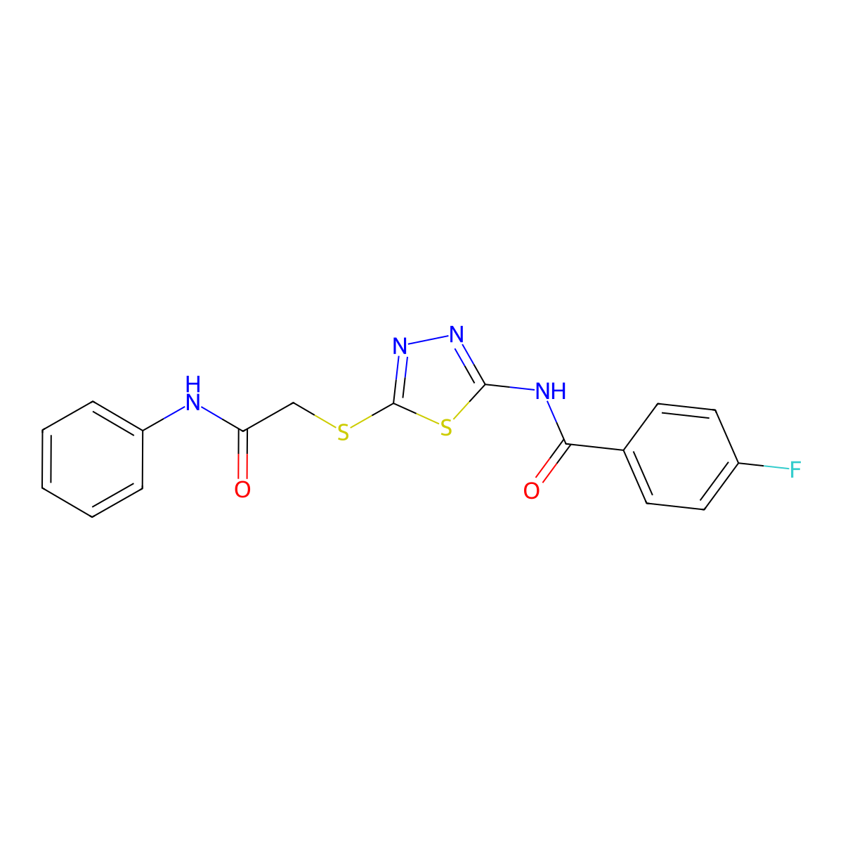 4-fluoro-N-(5-((2-oxo-2-(phenylamino)ethyl)thio)-1,3,4-thiadiazol-2-yl)benzamide molecular structure, CAS 392290-96-9