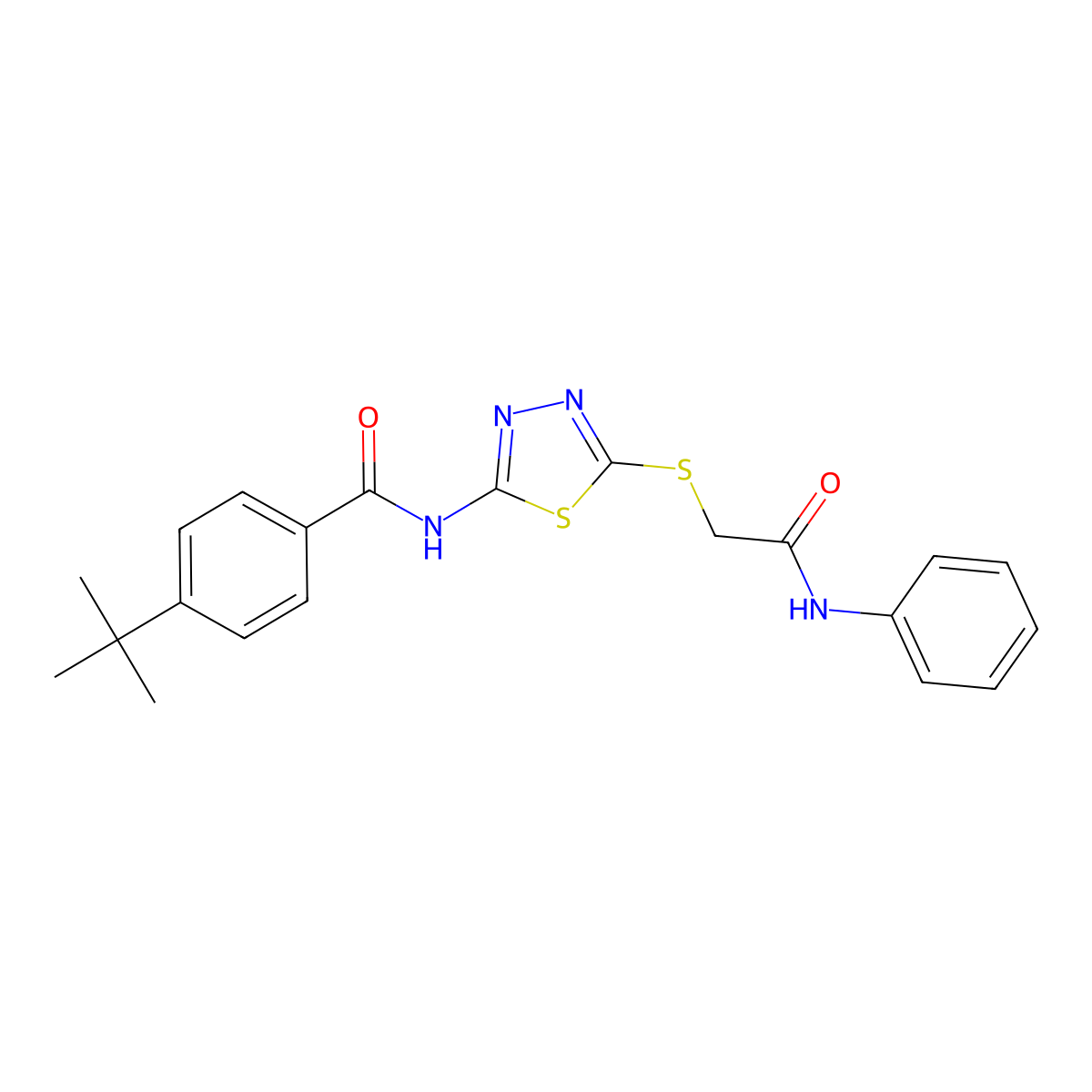 4-(tert-butyl)-N-(5-((2-oxo-2-(phenylamino)ethyl)thio)-1,3,4-thiadiazol-2-yl)benzamide molecular structure, CAS 392290-98-1