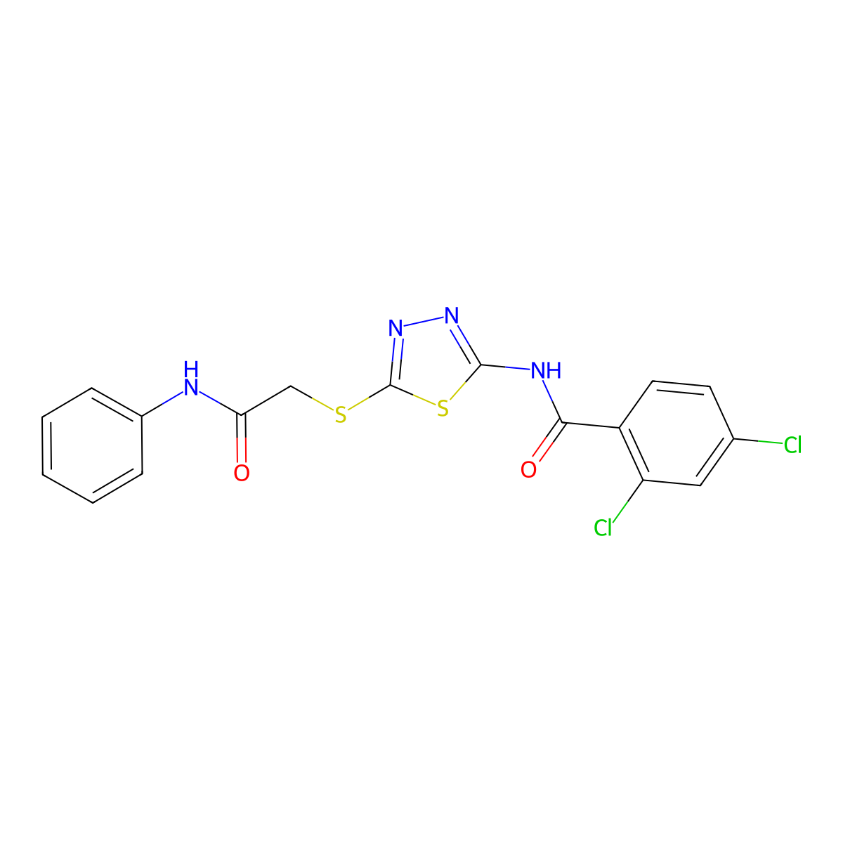 2,4-dichloro-N-(5-((2-oxo-2-(phenylamino)ethyl)thio)-1,3,4-thiadiazol-2-yl)benzamide molecular structure, CAS 392291-05-3