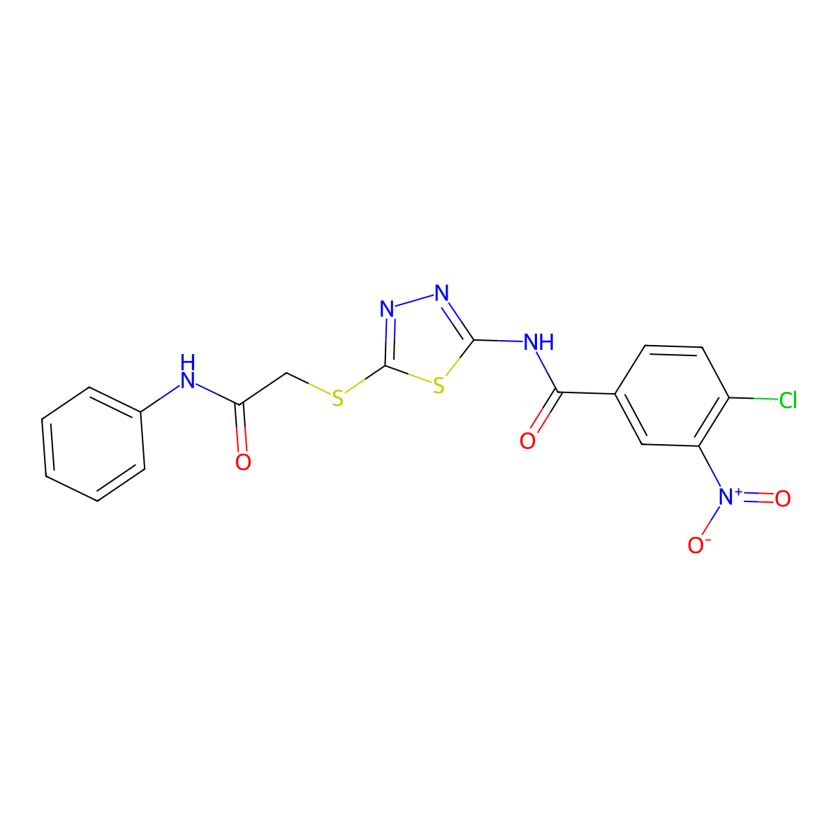 4-chloro-3-nitro-N-(5-{[(phenylcarbamoyl)methyl]sulfanyl}-1,3,4-thiadiazol-2-yl)benzamide molecular structure, CAS 392291-07-5