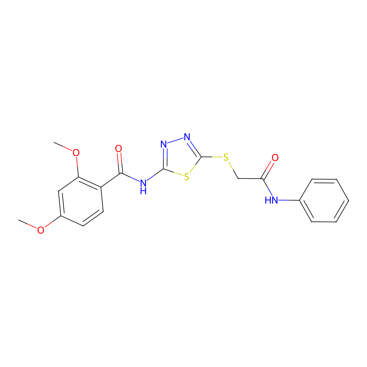 N-[5-(2-anilino-2-oxoethyl)sulfanyl-1,3,4-thiadiazol-2-yl]-2,4-dimethoxybenzamide molecular structure, CAS 392291-09-7