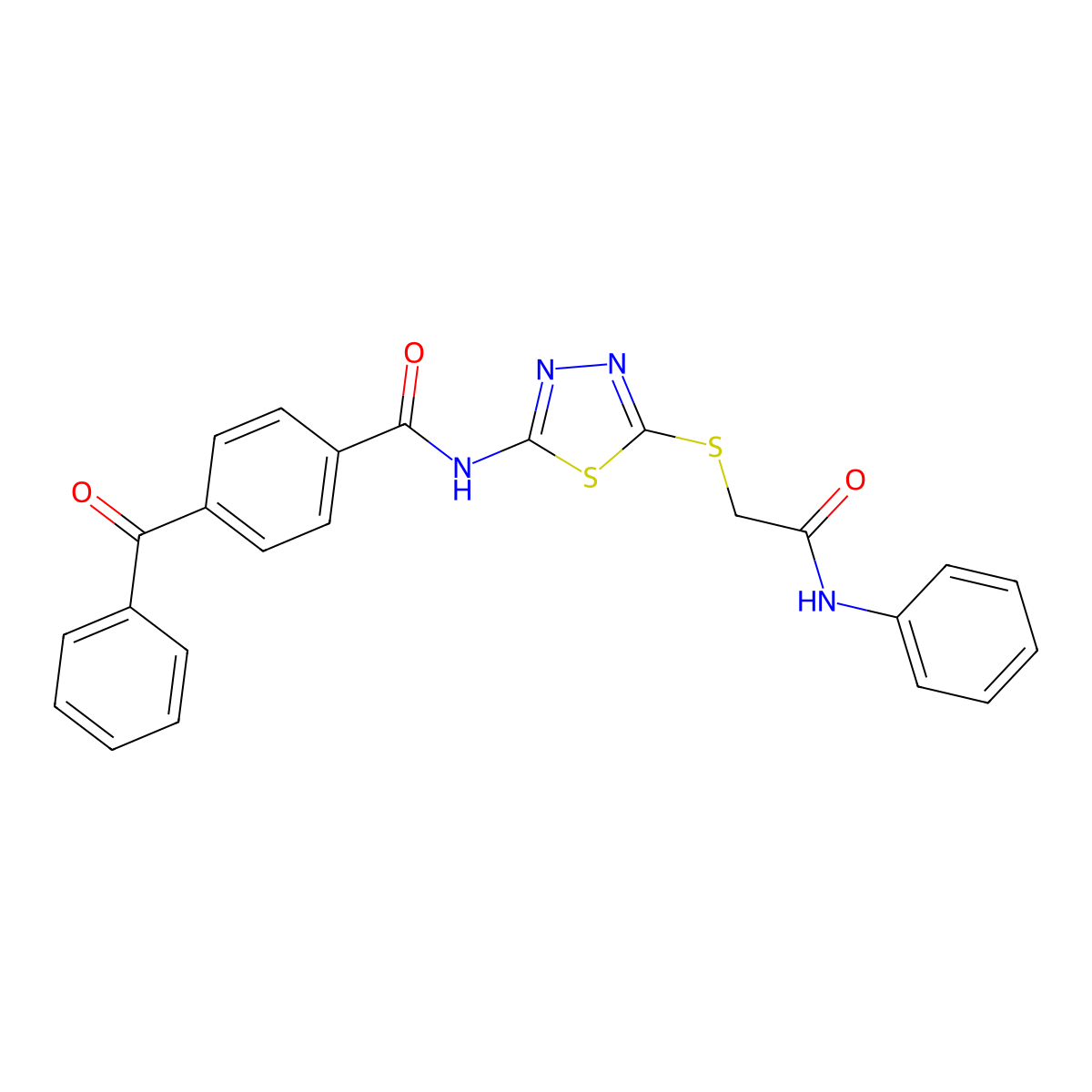 N-[5-(2-anilino-2-oxoethyl)sulfanyl-1,3,4-thiadiazol-2-yl]-4-benzoylbenzamide molecular structure, CAS 392291-18-8