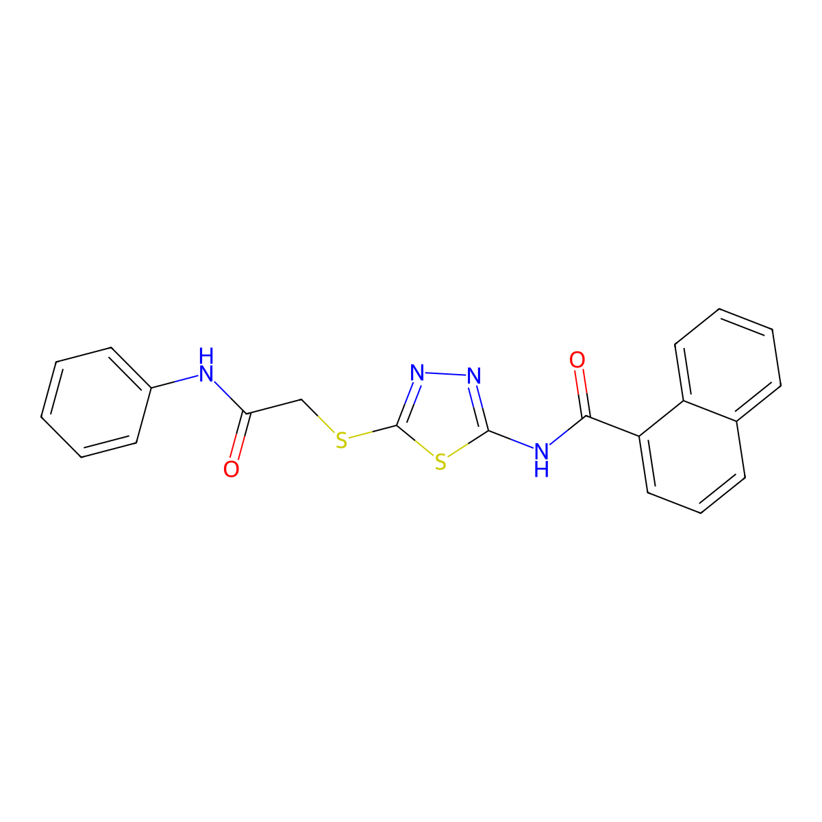 N-(5-((2-oxo-2-(phenylamino)ethyl)thio)-1,3,4-thiadiazol-2-yl)-1-naphthamide molecular structure, CAS 392291-19-9