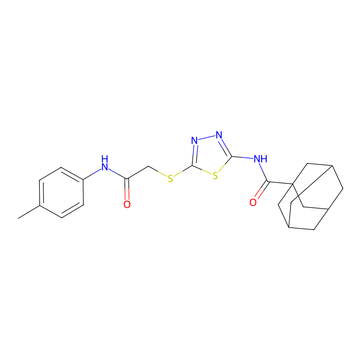 N-[5-[2-(4-methylanilino)-2-oxoethyl]sulfanyl-1,3,4-thiadiazol-2-yl]adamantane-1-carboxamide molecular structure, CAS 392291-36-0
