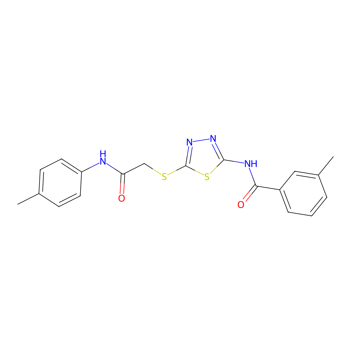 3-methyl-N-(5-((2-oxo-2-(p-tolylamino)ethyl)thio)-1,3,4-thiadiazol-2-yl)benzamide molecular structure, CAS 392291-42-8