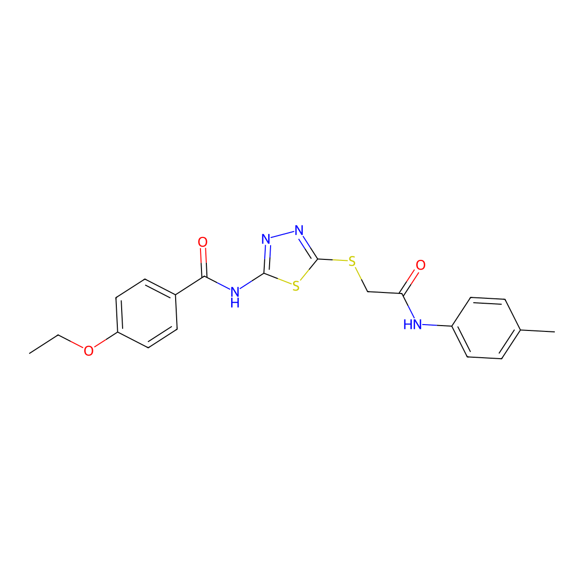 4-ethoxy-N-(5-((2-oxo-2-(p-tolylamino)ethyl)thio)-1,3,4-thiadiazol-2-yl)benzamide molecular structure, CAS 392291-64-4