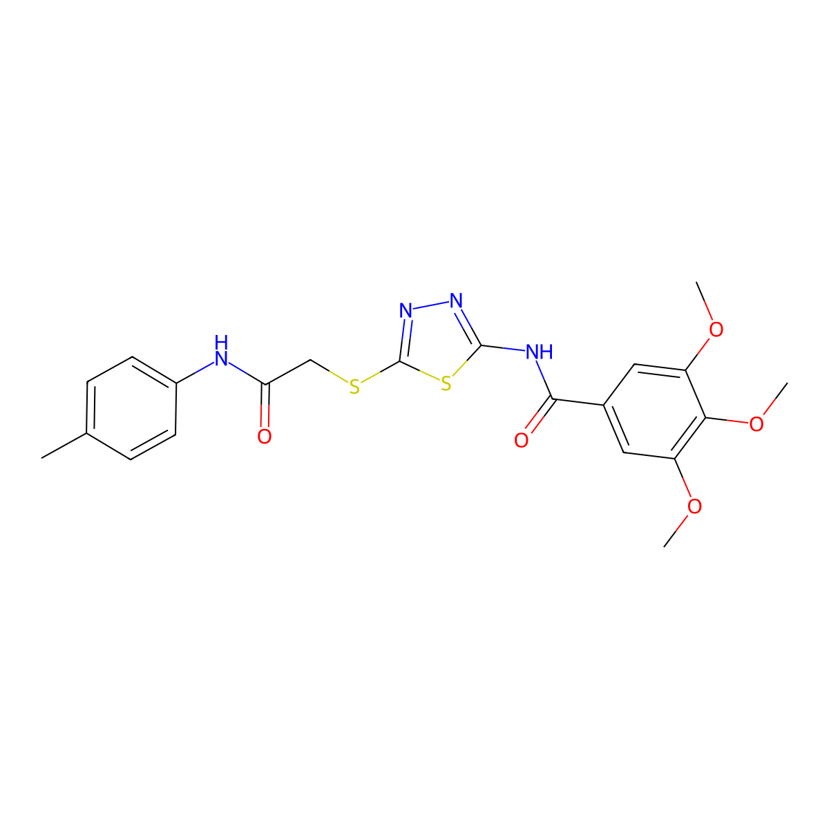 3,4,5-trimethoxy-N-(5-((2-oxo-2-(p-tolylamino)ethyl)thio)-1,3,4-thiadiazol-2-yl)benzamide molecular structure, CAS 392291-77-9