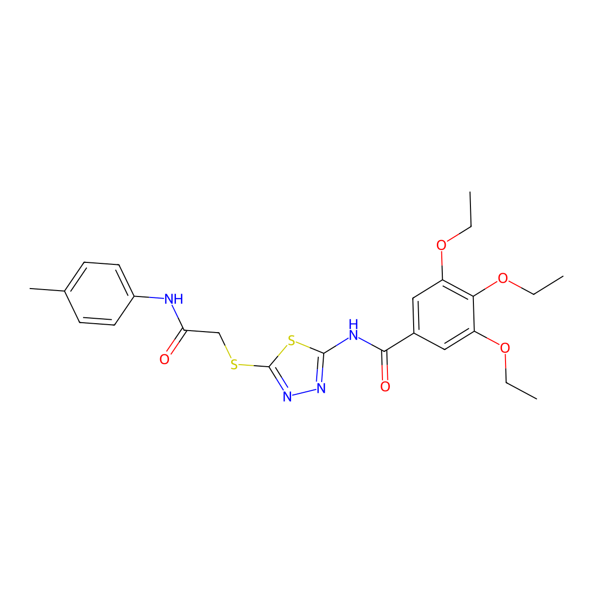 3,4,5-triethoxy-N-[5-[2-(4-methylanilino)-2-oxoethyl]sulfanyl-1,3,4-thiadiazol-2-yl]benzamide molecular structure, CAS 392291-78-0