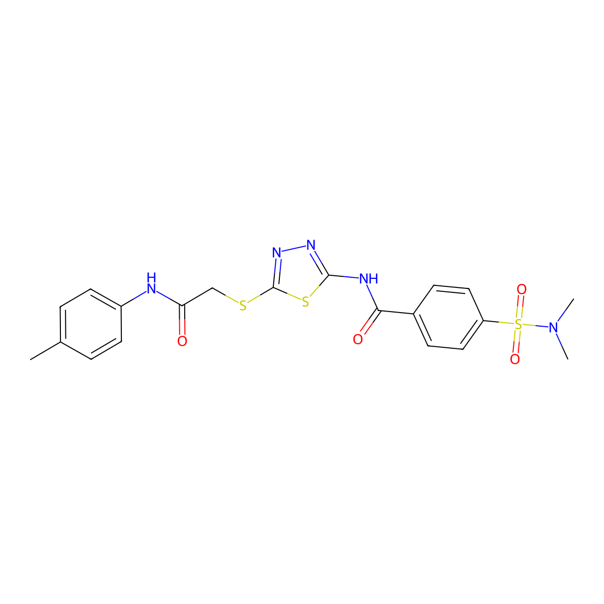 4-(dimethylsulfamoyl)-N-[5-({[(4-methylphenyl)carbamoyl]methyl}sulfanyl)-1,3,4-thiadiazol-2-yl]benzamide molecular structure, CAS 392291-80-4