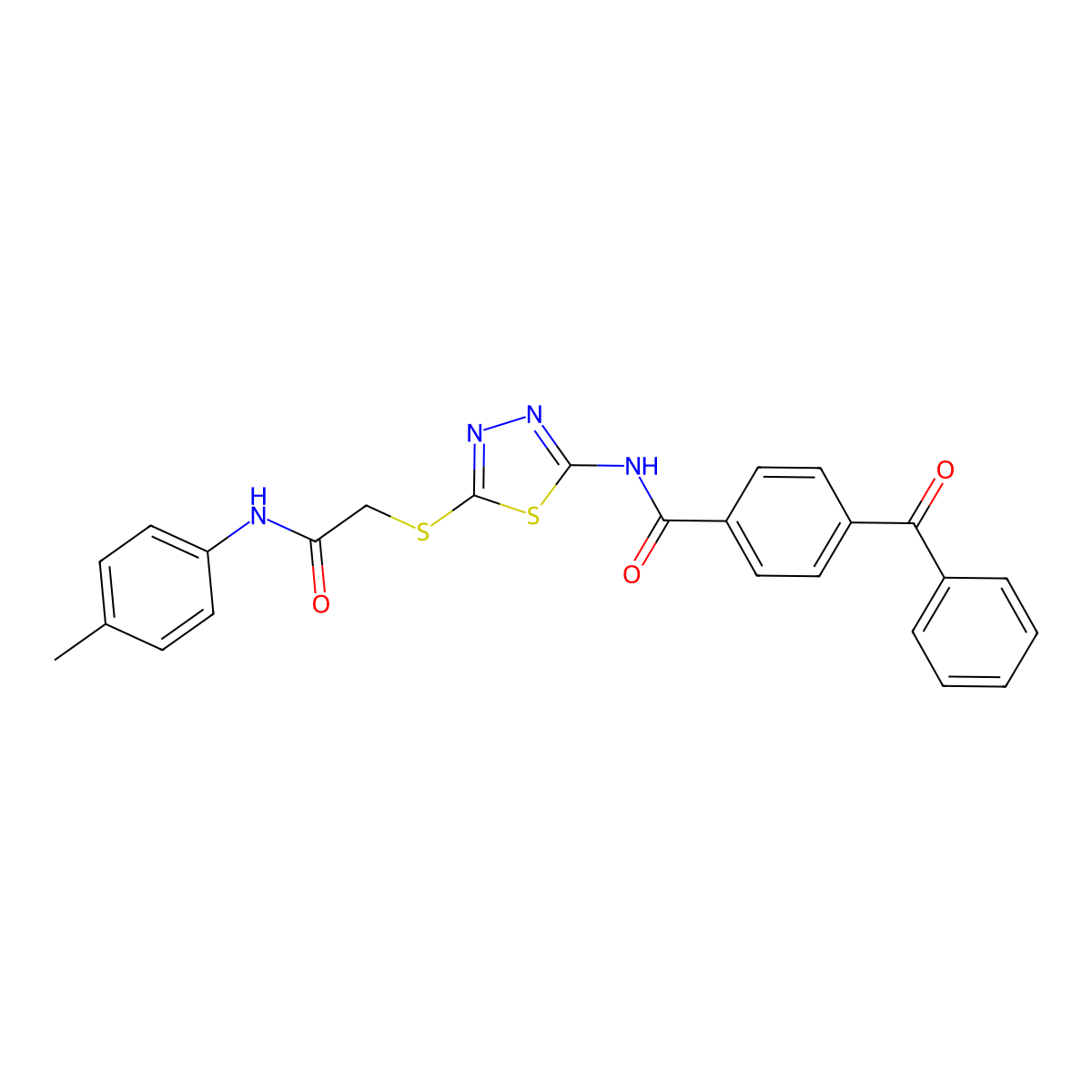 4-benzoyl-N-(5-((2-oxo-2-(p-tolylamino)ethyl)thio)-1,3,4-thiadiazol-2-yl)benzamide molecular structure, CAS 392291-84-8