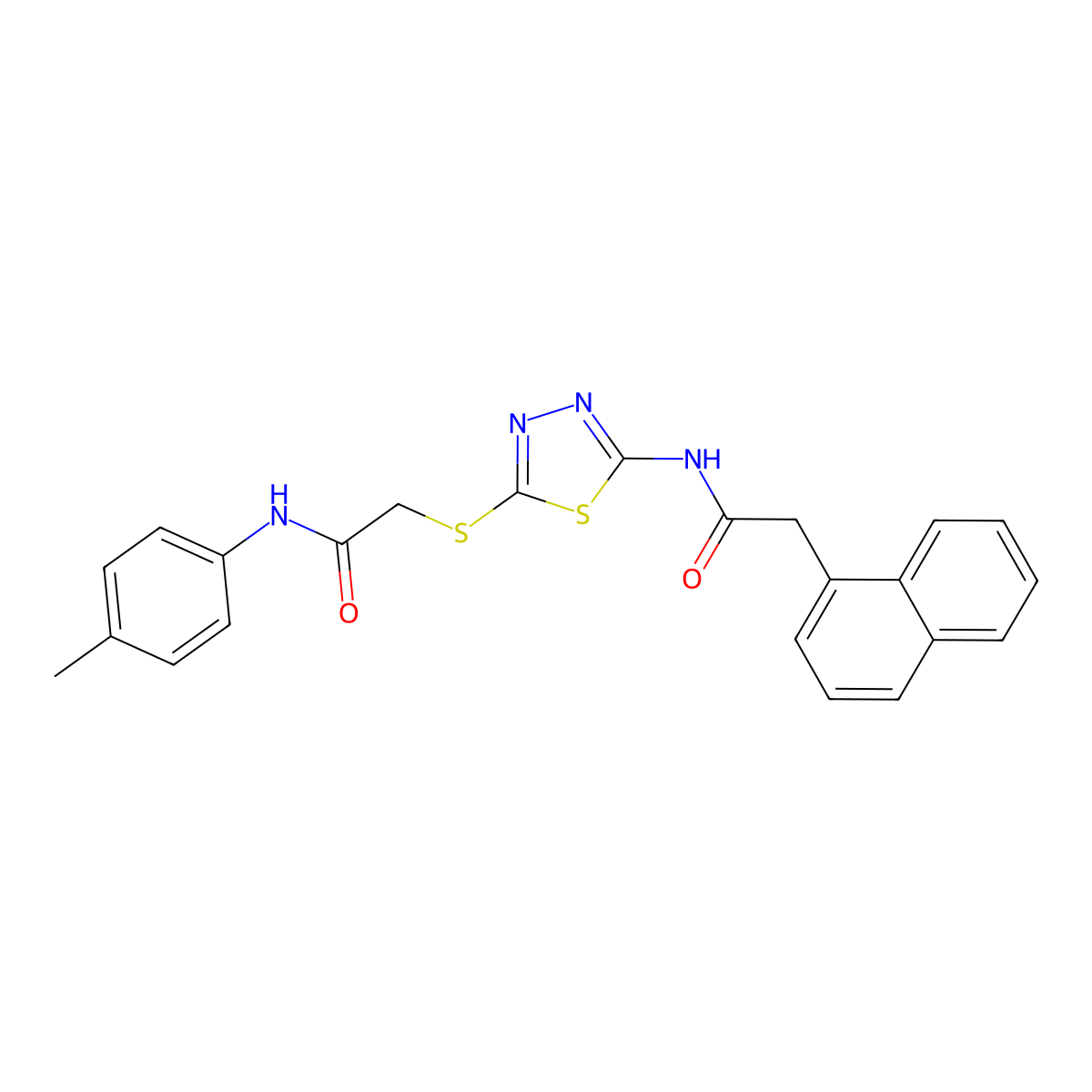 2-(naphthalen-1-yl)-N-(5-((2-oxo-2-(p-tolylamino)ethyl)thio)-1,3,4-thiadiazol-2-yl)acetamide molecular structure, CAS 392291-86-0