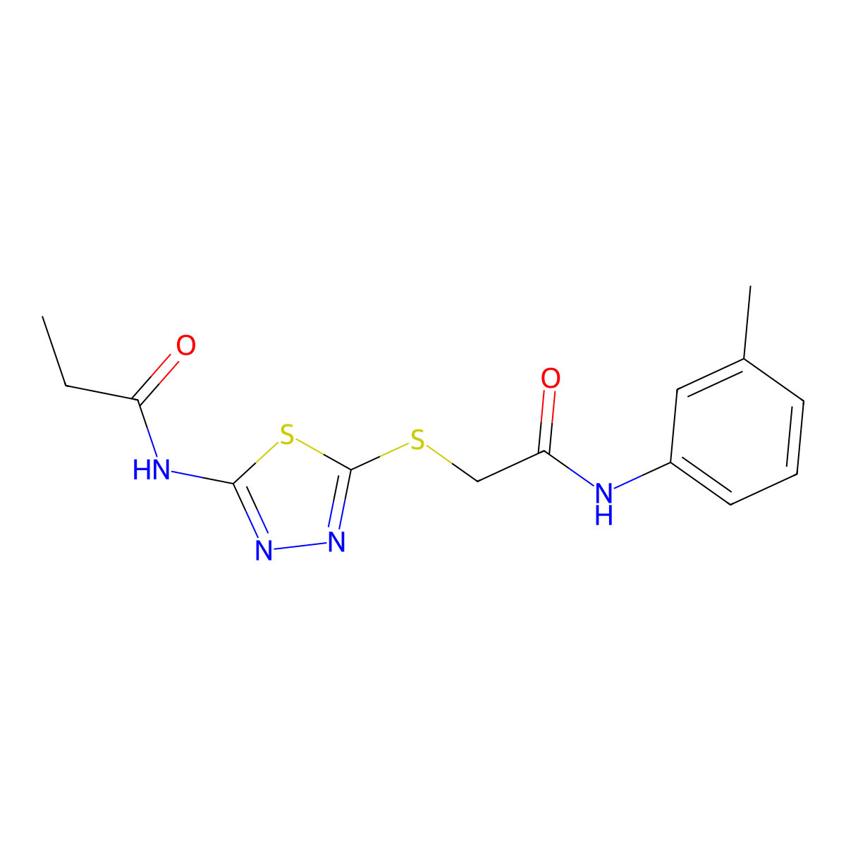 N-(5-((2-oxo-2-(m-tolylamino)ethyl)thio)-1,3,4-thiadiazol-2-yl)propionamide molecular structure, CAS 392291-88-2