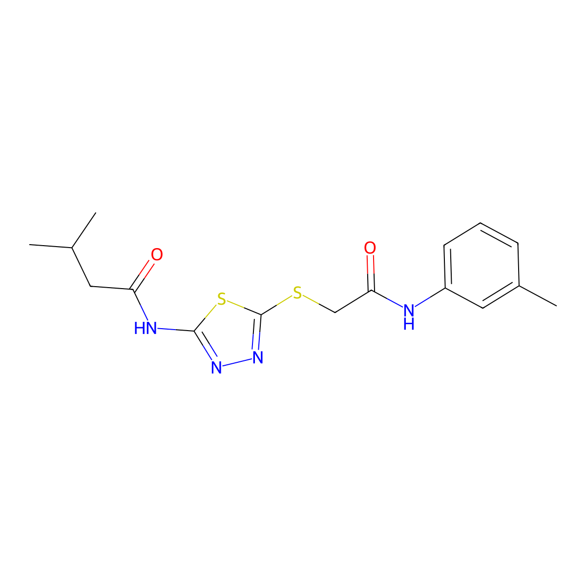 3-methyl-N-(5-((2-oxo-2-(m-tolylamino)ethyl)thio)-1,3,4-thiadiazol-2-yl)butanamide molecular structure, CAS 392291-93-9