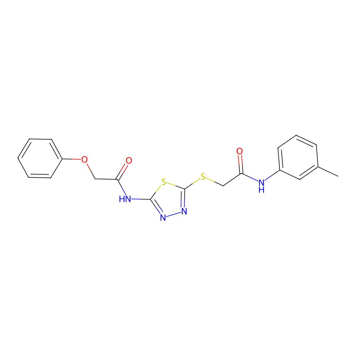 N-(5-((2-oxo-2-(m-tolylamino)ethyl)thio)-1,3,4-thiadiazol-2-yl)-2-phenoxyacetamide molecular structure, CAS 392291-94-0