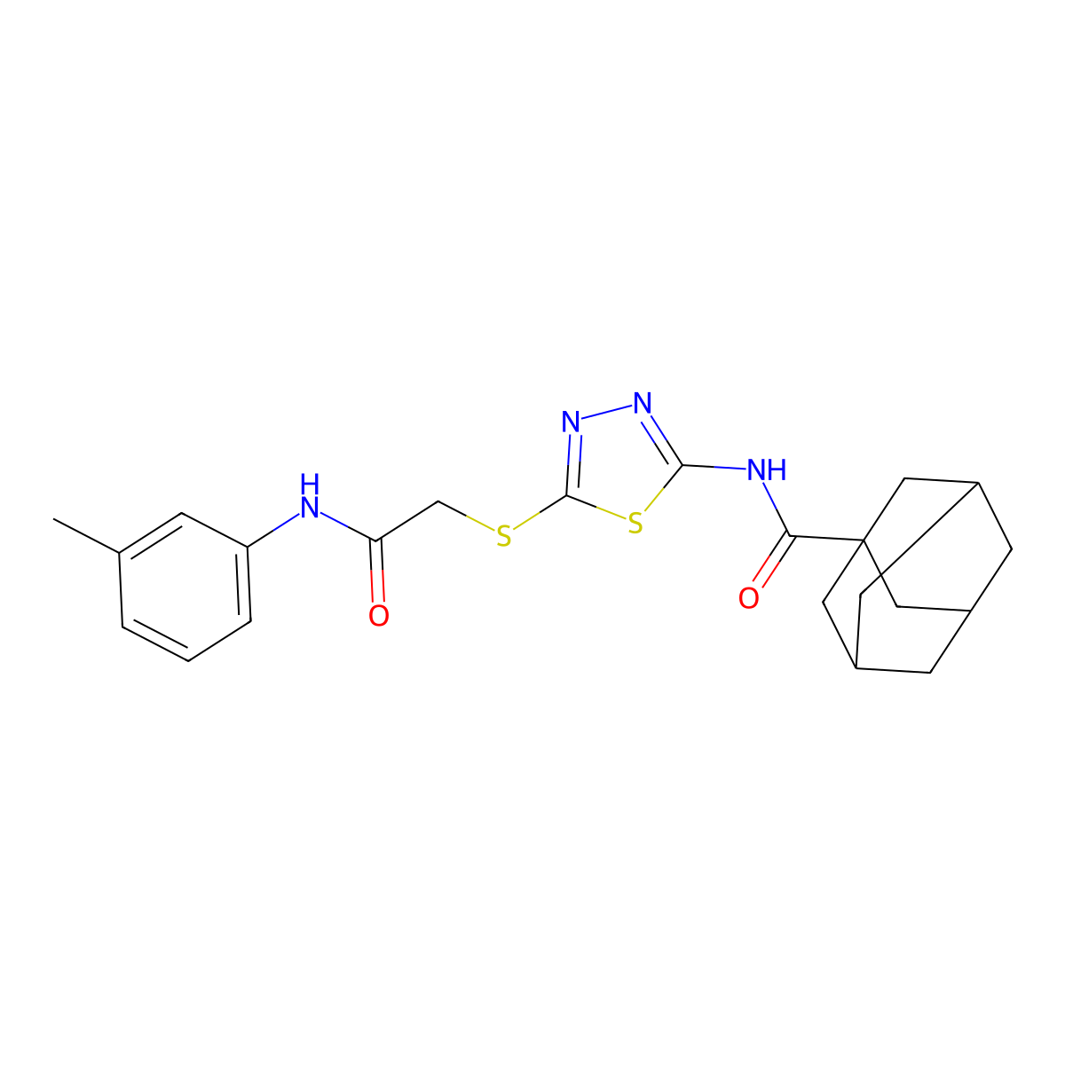 N-[5-[2-(3-methylanilino)-2-oxoethyl]sulfanyl-1,3,4-thiadiazol-2-yl]adamantane-1-carboxamide molecular structure, CAS 392292-01-2