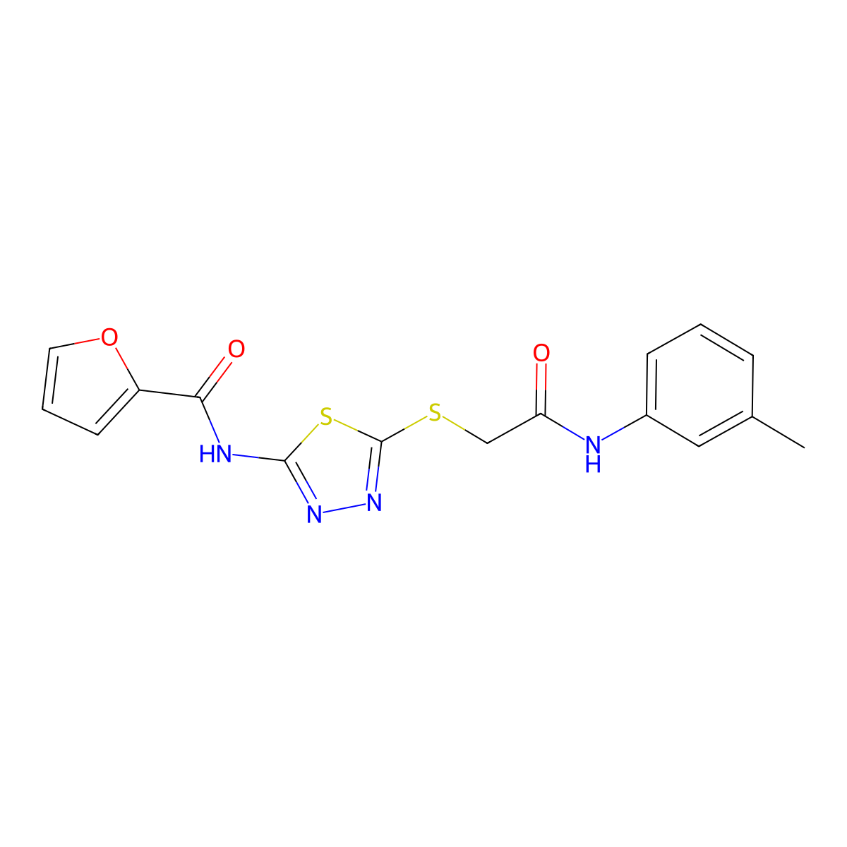 N-(5-((2-oxo-2-(m-tolylamino)ethyl)thio)-1,3,4-thiadiazol-2-yl)furan-2-carboxamide molecular structure, CAS 392292-02-3