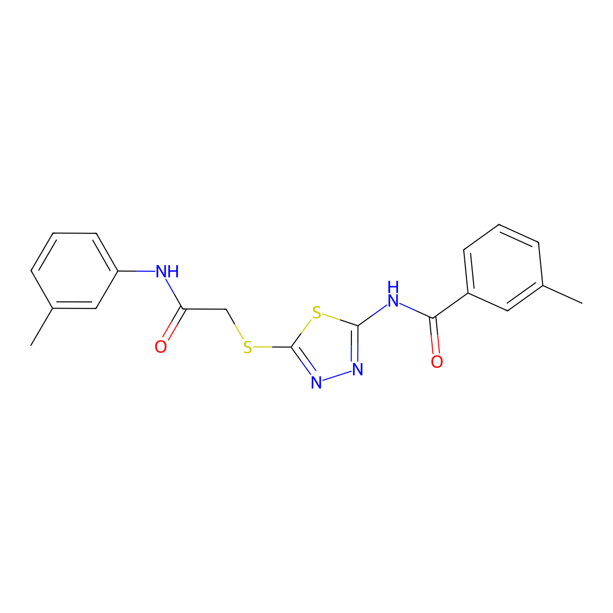3-methyl-N-(5-((2-oxo-2-(m-tolylamino)ethyl)thio)-1,3,4-thiadiazol-2-yl)benzamide molecular structure, CAS 392292-07-8